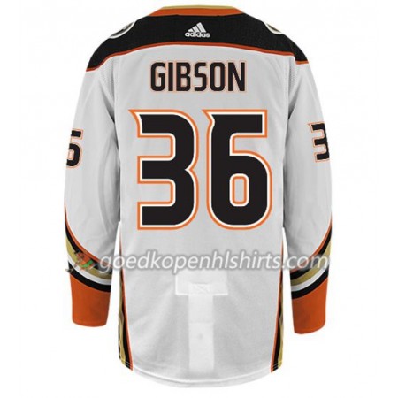 Anaheim Ducks JOHN GIBSON 36 Adidas Wit Authentic Shirt - Mannen